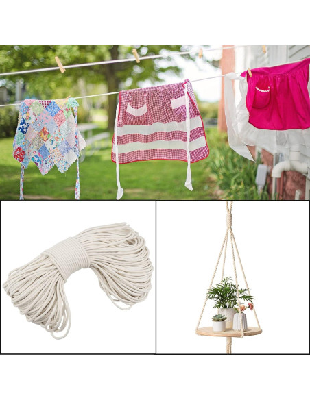 Cuerda de Algodón Natural JOIKIT 50m 6mm Trenzada Multiusos