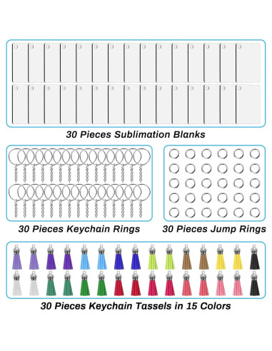 Kit de Llaveros en Blanco para Sublimación Modacraft 120 Piezas