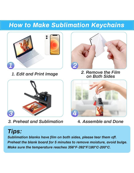 Kit de Llaveros en Blanco para Sublimación Modacraft 120 Piezas