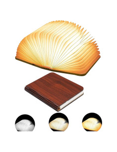 Lámpara de libro plegable HaoYDUS de madera 3 colores USB