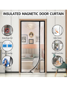Cortina de Puerta Aislante Magnética Veanusiver 90x206 cm 2