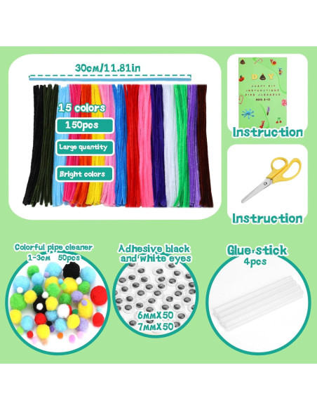 Kit de Manualidades Zlulary - 150 Piezas Limpiadores de Tuberías Kit de Manualidades Zlulary - 150 Piezas Limpiadores de Tuberías