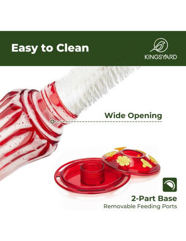 Alimentador de Colibríes de Vidrio Kingsyard 25 oz Rojo con Trampa