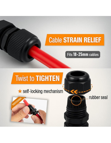 Glands de Cable Nylon MGI 1" NPT 2-Pack Resistente al Agua