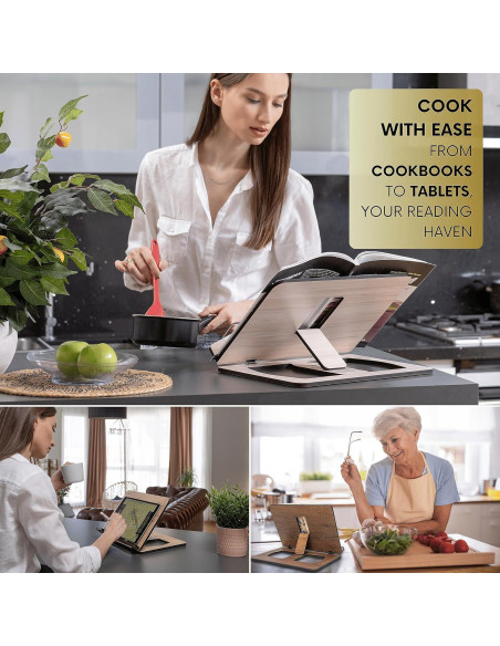 Soporte de Libros de Madera Vigo - Ajustable y Multiusos