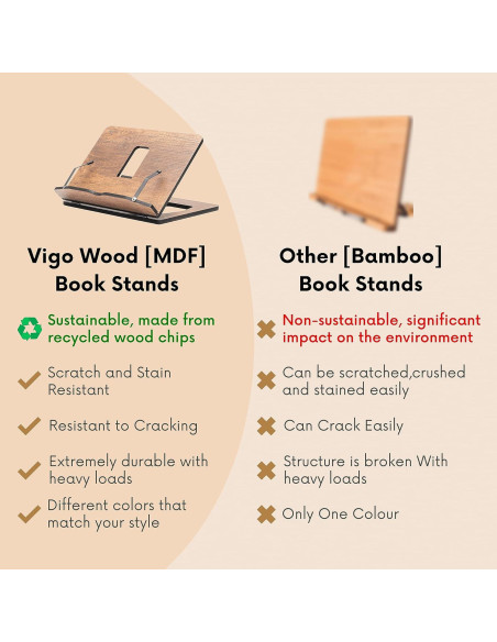 Soporte de Libros de Madera Vigo - Ajustable y Multiusos