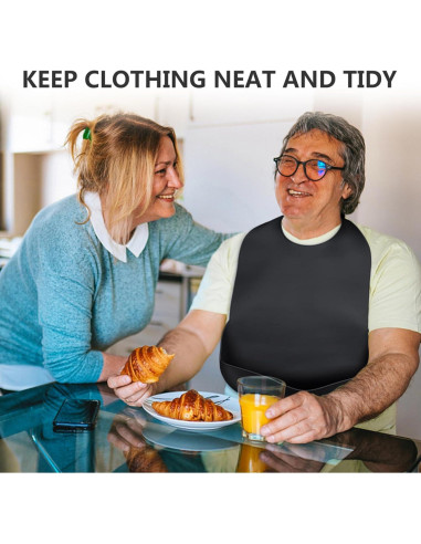 Babero de Silicona para Adultos Kinggrand - Impermeable y Ajustable