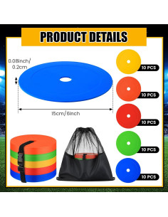 Conos planos de 15 cm Silipull para entrenamiento de fútbol 2