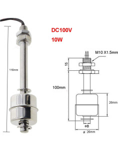 Sensor de Nivel de Agua YXQ Flotador Acero Inoxidable M10 100mm 2