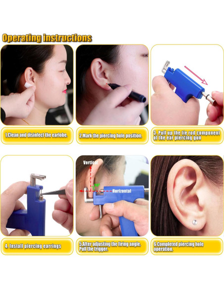 Kit de Perforación de Orejas YINPAD con 24 Aretes Quirúrgicos