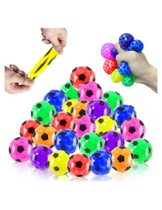 Paquete de 28 Pelotas Antiestrés AMENON Fútbol Coloridas
