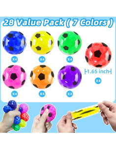 Paquete de 28 Pelotas Antiestrés AMENON Fútbol Coloridas 2
