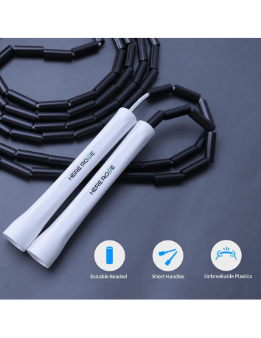 Cuerda de Salto Ajustable Genérico con Cuentas Negras 3.2m