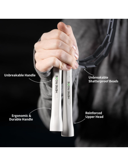 Cuerda de Salto Ajustable Genérico con Cuentas Negras 3.2m