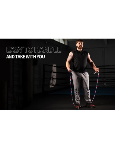 Cuerda de Salto Ajustable Genérico con Cuentas Negras 3.2m