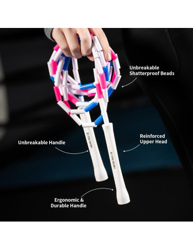 Cuerda de Salto Ajustable Genérico con Cuentas Negras 3.2m