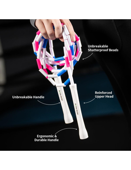 Cuerda de Salto Ajustable Genérico con Cuentas Negras 3.2m