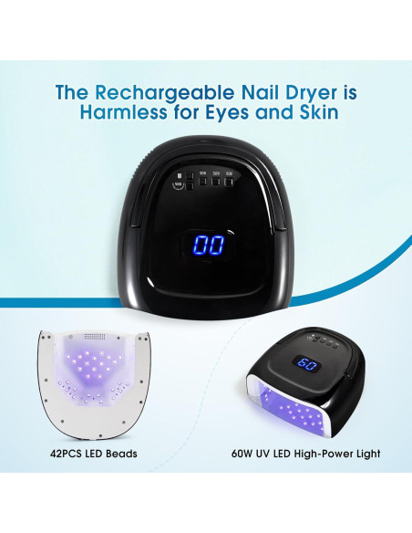 Lámpara de Uñas LED 60W Liddy Art Inalámbrica con Sensor