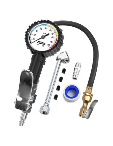 Inflador de Neumáticos Gerchway con Manómetro 100 PSI y Manguera Larga