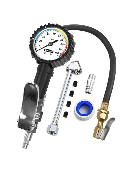Inflador de Neumáticos Gerchway con Manómetro 100 PSI y Manguera Larga