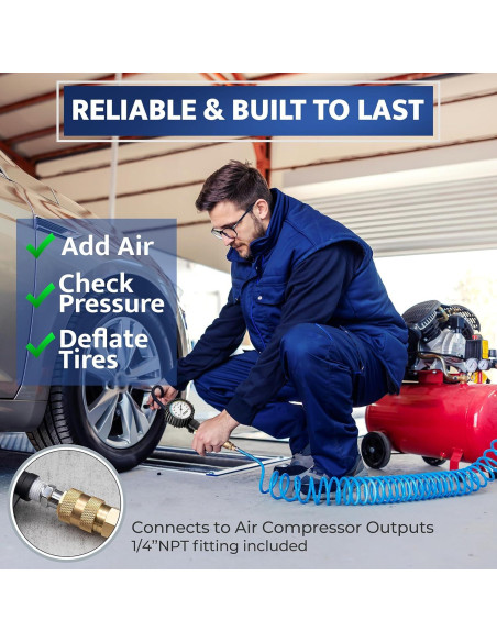 Inflador de Neumáticos Gerchway con Manómetro 100 PSI y Manguera Larga