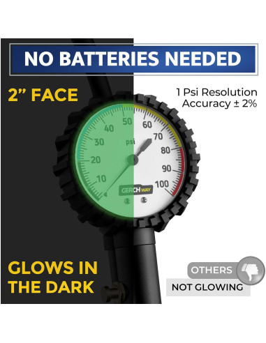 Inflador de Neumáticos Gerchway con Manómetro 100 PSI y Manguera Larga