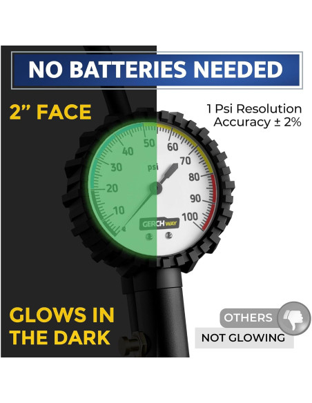 Inflador de Neumáticos Gerchway con Manómetro 100 PSI y Manguera Larga