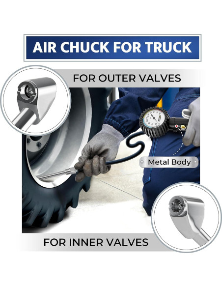 Inflador de Neumáticos Gerchway con Manómetro 100 PSI y Manguera Larga