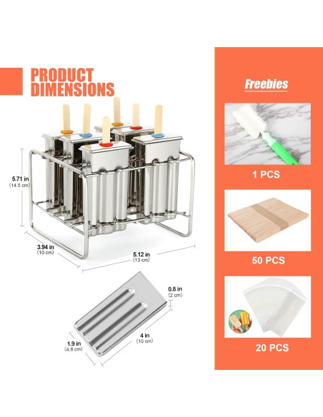 Set de 6 Moldes de Helado de Acero Inoxidable ELEMONY