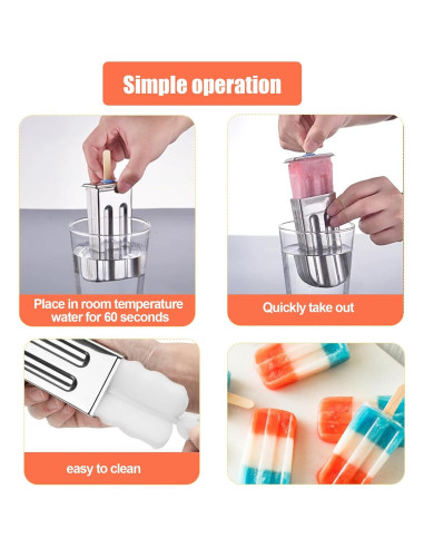 Set de 6 Moldes de Helado de Acero Inoxidable ELEMONY