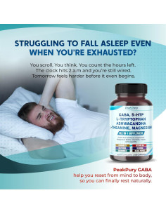 Suplemento GABA 5-HTP PeakPury 150 Cápsulas Vegano 2