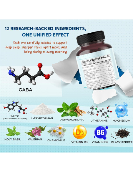 Suplemento GABA 5-HTP PeakPury 150 Cápsulas Vegano