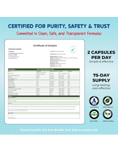 Suplemento GABA 5-HTP PeakPury 150 Cápsulas Vegano