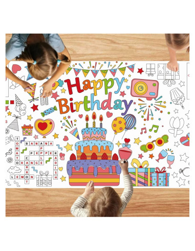 Mantel Gigante para Colorear Cumpleaños Mchochy 76.2x182.9 cm