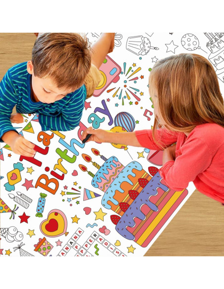 Mantel Gigante para Colorear Cumpleaños Mchochy 76.2x182.9 cm