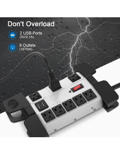 Regleta de Potencia Industrial CCCEI 8 Salidas USB 15A 2700J 2