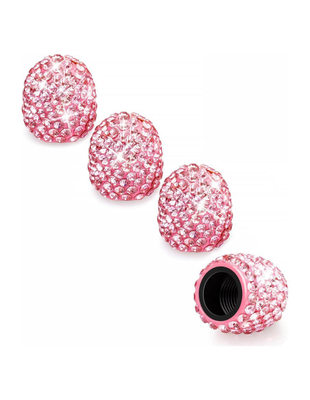 Tapa de Válvula de Neumático HZJD Rosa Hecho a Mano (4 Piezas)