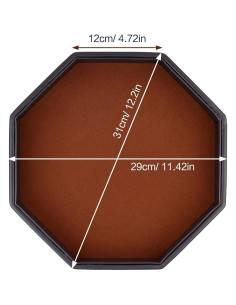 Bandeja para Dados Octagonal de Cuero PU Marrón 29.21 cm 2