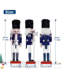 Adorno Navideño Cascanueces de Madera 30 cm COMBIUBIU Azul 2