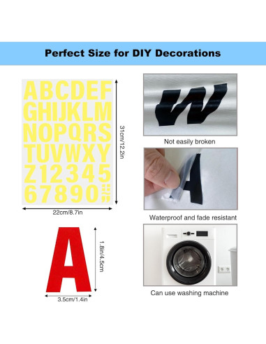 215 Piezas Letras de Planchar LONGMUU 5 Hojas Vinilo Rojo