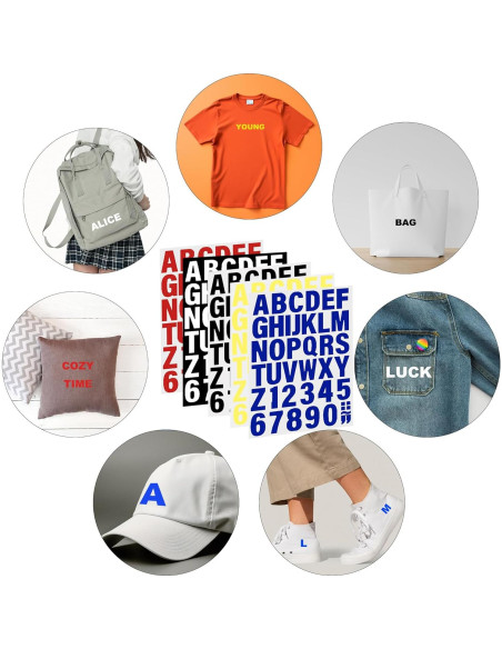 215 Piezas Letras de Planchar LONGMUU 5 Hojas Vinilo Rojo