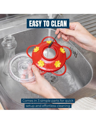 Alimentador de Colibrí MEKKAPRO 10 oz Vidrio Rojo Resistente