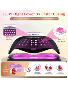 Lámpara UV LED DMJWAN 280W para Uñas de Gel con Sensor 2