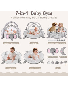 Gimnasio de Juego para Bebés Foryoomi 7-en-1 Elefante Gris 2