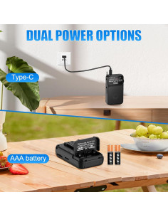 Radio de bolsillo PRUNUS J-555 AM FM USB-C con linterna 2