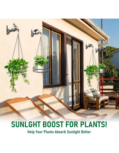 Macetas colgantes de metal Qiaomeiysp 2 piezas 66 cm