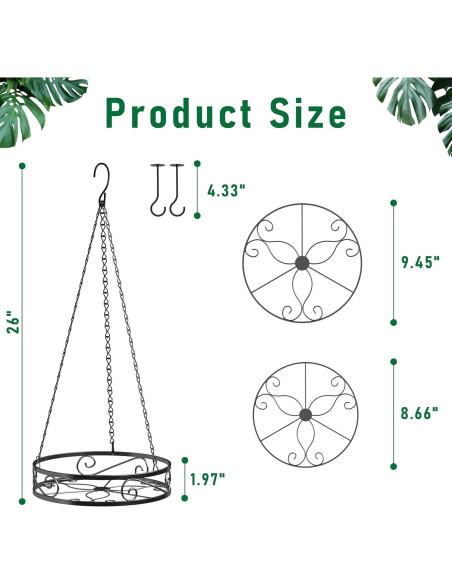 Macetas colgantes de metal Qiaomeiysp 2 piezas 66 cm
