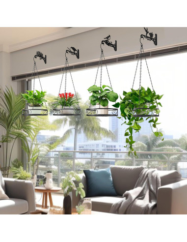 Macetas colgantes de metal Qiaomeiysp 2 piezas 66 cm