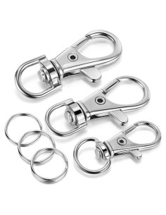 Llavero Clips Giratorios YHYZ 80PCS en 3 Tamaños Plata