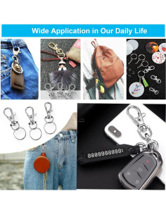 Llavero Clips Giratorios YHYZ 80PCS en 3 Tamaños Plata 2
